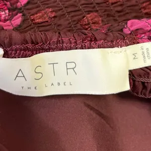 ASTR The Label Red Maroon Floral Sheer Long Sleeve Crop Blouse Top Size M thumbnail 4