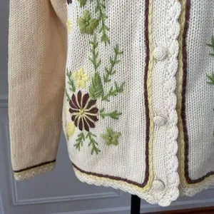 Vintage 50s Hand Fashioned Hand Loomed 100% Virgin Wool Button Cardigan M thumbnail 9