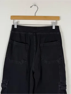 Halara Flex Black Denim Wide-Leg Cargo Pants thumbnail 9