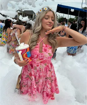 Shein Pink Floral Dress Mini thumbnail 3