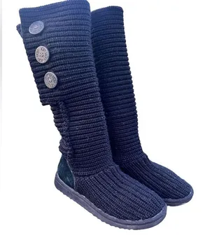 UGG Australia Tall Black Cardy Knit Women’s Button Sock Boots size 6 thumbnail 2