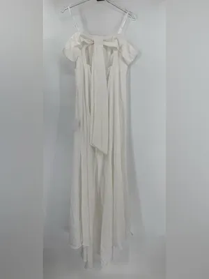 Lulus Dose of Love Ivory Satin Off-the-Shoulder‎ Mermaid Maxi Dress size large thumbnail 6
