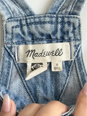 Madewell Adirondack Short Denim Overalls Benham Wash Size Small thumbnail 4