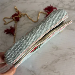 Beaded Tomato Fruit Crossbody Bag Tassels Multicolor NWT Anthropologie viral bag thumbnail 7