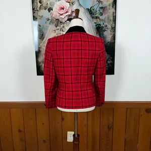Awesome Vintage 1980s Velvet Trim Pendleton Plaid Wool Blazer! thumbnail 6