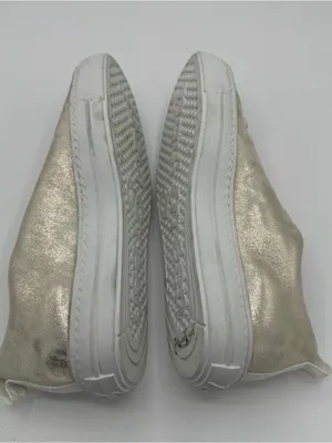 Paul Green Ajay Sneaker‎ Women 7 Gold Good Metallic Leather Low Top Elastic Lace thumbnail 7