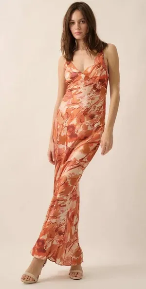 Promesa Dream Come True Abstract-Print Satin Maxi Dress thumbnail 1