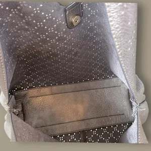 Montana West Silver Hobo Bag & Wallet Set | Perforated Shoulder Bag thumbnail 4