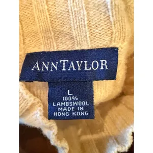 Ann Taylor Sweater Women Large Tan Cable Knit Lambswool Mock Neck Long Sleeve thumbnail 8