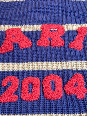Altar'd State Striped Chunky Knit Fisherman Sweater Slouchy Blue Beige Size M thumbnail 11