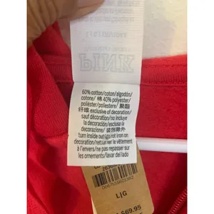VS Y2K Cozy Aesthetic Pink Zip Up Hoodie Womens Large Red NWT Gold Logo Fleece thumbnail 5