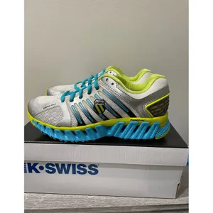 K-Swiss Blade-Max Stable‎ Womens 6 Running Shoes Silver Yellow Blue NIB thumbnail 4