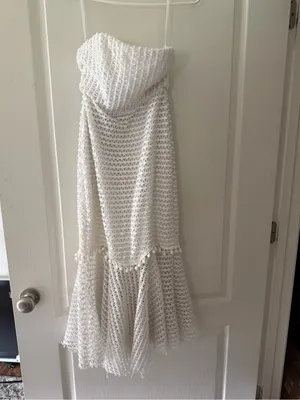 Hello Molly White Strapless Crochet Mermaid Midi Dress thumbnail 4