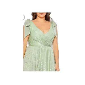 Mac Duggal NWT Sage Green Cottagecore Ruffle Bow Maxi Gown 68120 thumbnail 2