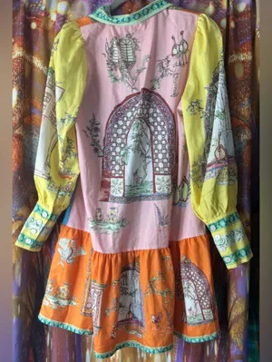 Vestique Vibrant Multicolor Printed Long Sleeve Mini Italian Villa Dress ✨ thumbnail 10