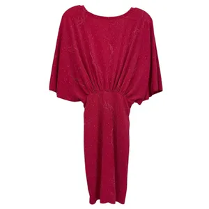 Barbie Pink Glitter Dolman‎ Sleeve Cinched Waist Mini Dress Womens Medium thumbnail 7