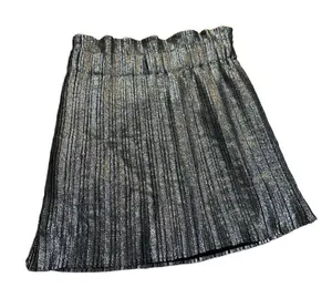 Zara Pleated metallic‎ pewter silver skort sz M thumbnail 1