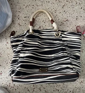 Michael Kors zebra stripe canvas tote thumbnail 1