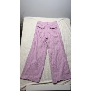 Banana Republic Pink Lavender Linen Wide Leg Pleated Pants Size 8 High Rise thumbnail 2