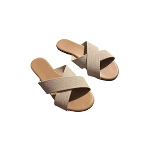 LC Lauren Conrad Azeret Natural Crisscross Slide Sandals Tan Neutral Womens 7 thumbnail 9