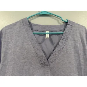 Daily Practice by Anthropologie Purple Vneck Short Sleeve Shirt Small S thumbnail 2