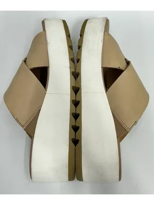 Sorel Cameron Flatform Slide Sandal Women 8.5 Beige Leather Criss Cross Platform thumbnail 7
