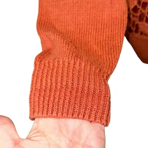 OBR Rust Crochet Lace Cardigan‎ Medium Boho Open Knit Button Front Sweater thumbnail 2