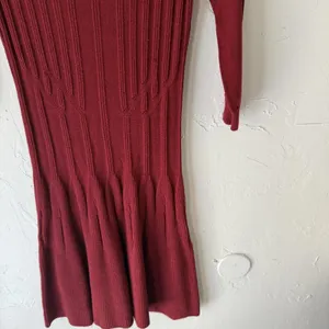 Max Studio Dress Y2k Medium Red Sweater Knit‎ Fit Flare Ribbed Pullover thumbnail 4