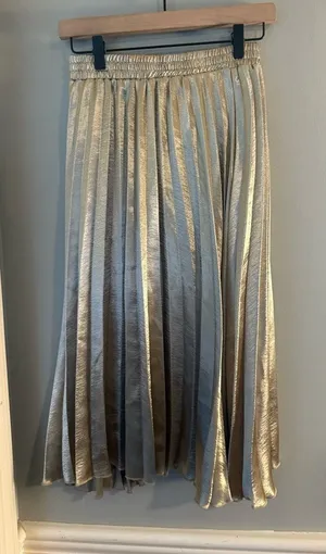 TCEC Gold Maxi Pleated Skirt for Cocktail Nights Sz Small thumbnail 1