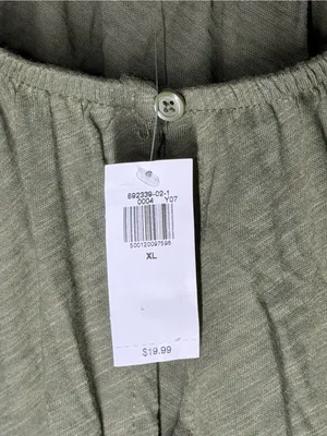 NEW Old Navy Boho Cottagecore Cotton Puff Sleeve Peasant‎ Blouse Olive Green XL thumbnail 5