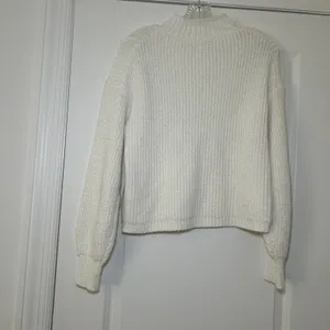 J.Crew Ivory White Mock Neck Cable Knit Sweater Small minimal cozy classic basic thumbnail 7