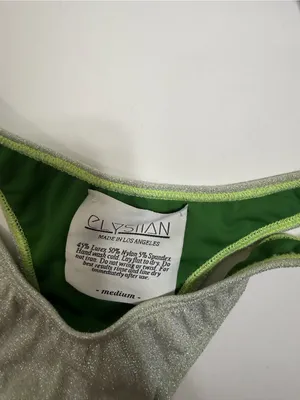 NWT Elysiian Malibu Green Shimmer One Shoulder Bikini thumbnail 5