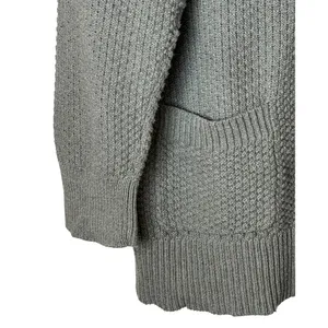Aerie Varsity Sweater Women Medium Grey Cotton Waffle Knit Button Front Cardigan thumbnail 5