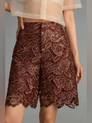 By Anthropologie | Floral Faux Leather Shorts, size US2 thumbnail 2