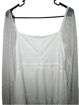 Lulus White Swiss Dot Sheer Long Sleeve Cottagecore Prairie Midi Dress thumbnail 8