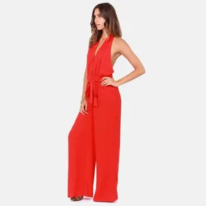 Lulus Red Halter Backless Sleeveless Jumpsuit Pants Cocktail Womens 2 thumbnail 9