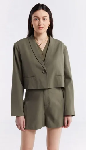 Lattelier SET Olive Green Blazer Short 2 Piece Set‎ Women’s Size S thumbnail 1