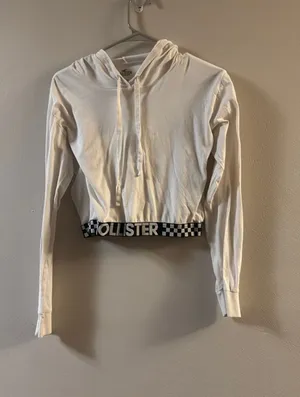 White Hollister Cropped Hoodie thumbnail 1