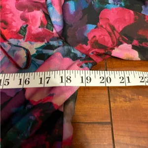 Gianni Bini Floral Dress Lined Balloon Sleeves Flirty Tie Front Keyhole medium thumbnail 15