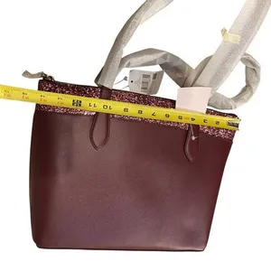 Kate Spade Flash Glitter‎ Shoulder Tote Bag Maroon Zip Top Sparkle Evening New thumbnail 12