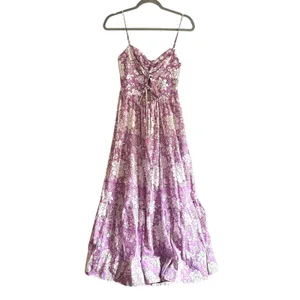 DESERT QUEEN Isabella Floral‎ Tiered Midi Dress Purple NWT 36 thumbnail 2