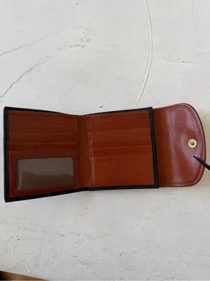 Vintage Dooney & Bourke Leather Card Wallet w/Kiss Lock Coin Purse Black & Brown thumbnail 5