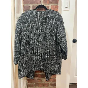 Joie Bouclé Wool Blend Long Cardigan Coat Gray White Size Small thumbnail 7