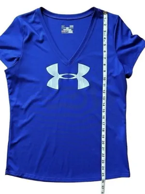 Under Armour Heat Gear Women's Large Blue Loose Fit V-Neck Performance T-Shirt thumbnail 11
