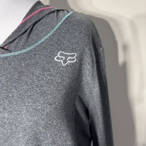 Fox Head Hoodie Top Womens Large Gray Long Sleeve Zip Pocket Graphic Lightweight thumbnail 4