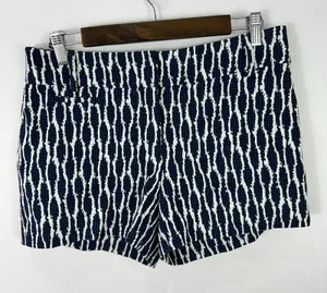 LOFT Riviera Shorts Womens 2 Blue Geometric Print Preppy Coastal Resort Vacation thumbnail 1