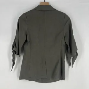 Lola & Sophie Blazer Jacket‎ Womens XS Olive Gray Tie Sleeve Single Breasted thumbnail 2