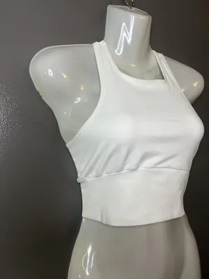 FP Movement Sports Bra Womens XS/S White Racerback Keyhole Crop Knit Stretch thumbnail 2