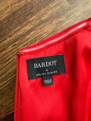 Women’s Bardot Red Bow Off The Shoulder Mini Dress in Fire Red - Size XS thumbnail 3