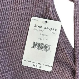 NWT Free People Long Sleeve Waffle Knit Ruffled Crop Top Size Small thumbnail 3